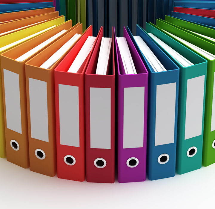Graphic of a collection of coloured folders for resources